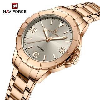Naviforce NF5022 女士奢侈品牌玫瑰金時尚創意石英女士防水腕錶