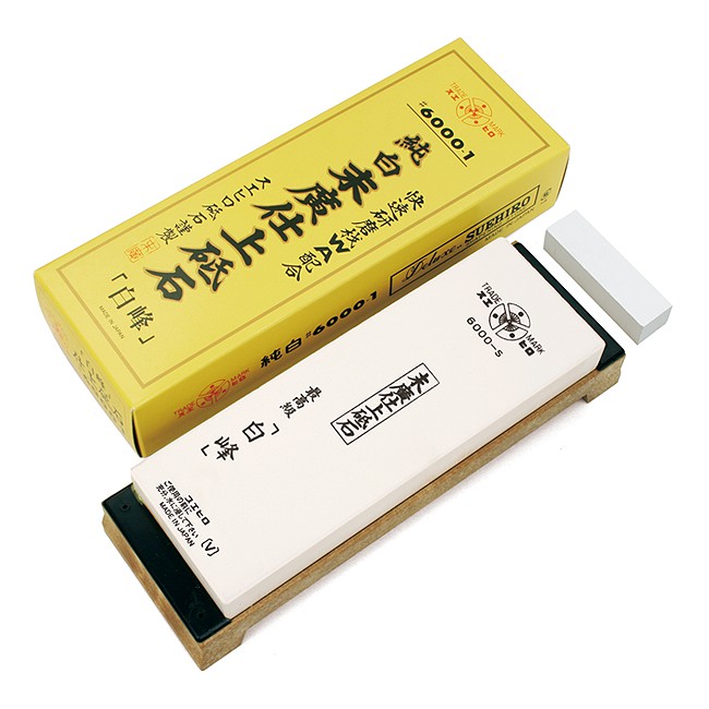 【台南南方】#6000 日本製 末廣 Suehiro 白峰磨刀石 純白砥石 附台座