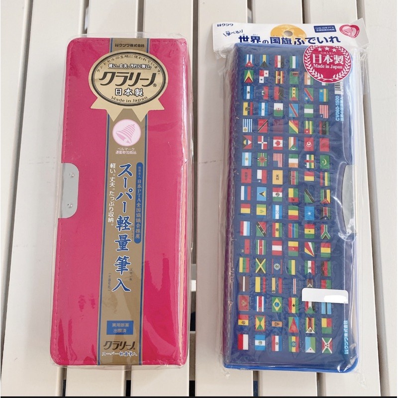 日本製 磁吸式鉛筆盒 輕量桃紅色/國旗圖案藍色