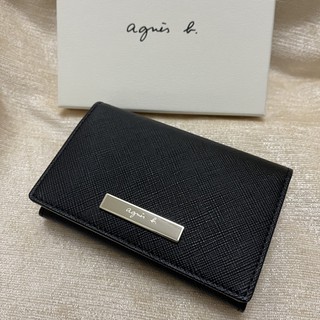 全新 agnes b 黑色 奶茶色 扣式 鐵牌 防刮 牛皮 名片夾 卡包 卡夾 卡片夾 信用卡夾 牛皮 正品 撞色 雙色