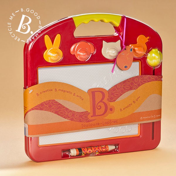 【DJ媽咪玩具】 美國B.toys感統玩具 塗黑黑磁繪板(番茄紅)  btoys 兒童 畫板