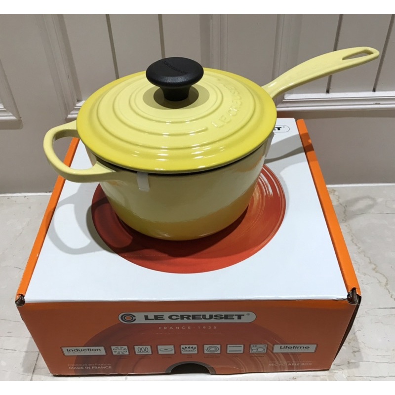 （全新現貨）LE CREUSET 琺瑯鑄鐵手柄醬汁鍋 16cm 閃亮黃（台北市可面交）