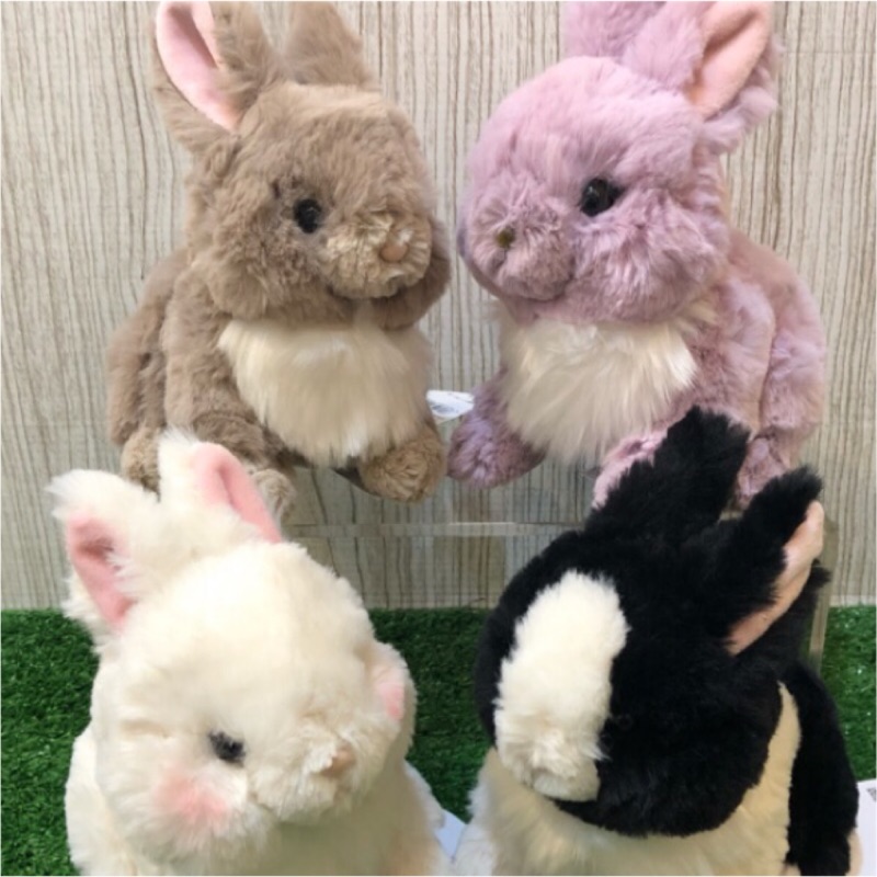 【誠誠小舖】日本進口 正版 動物 SUNLEMON 兔子 兔 玩偶 娃娃 長絨毛 立耳 高 品質 材質 灰 白 黑白 紫