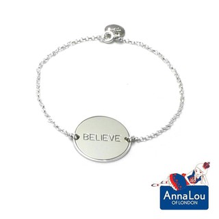 Anna Lou OF LONDON 倫敦品牌 優雅字墜 銀手鍊 BELIEVE