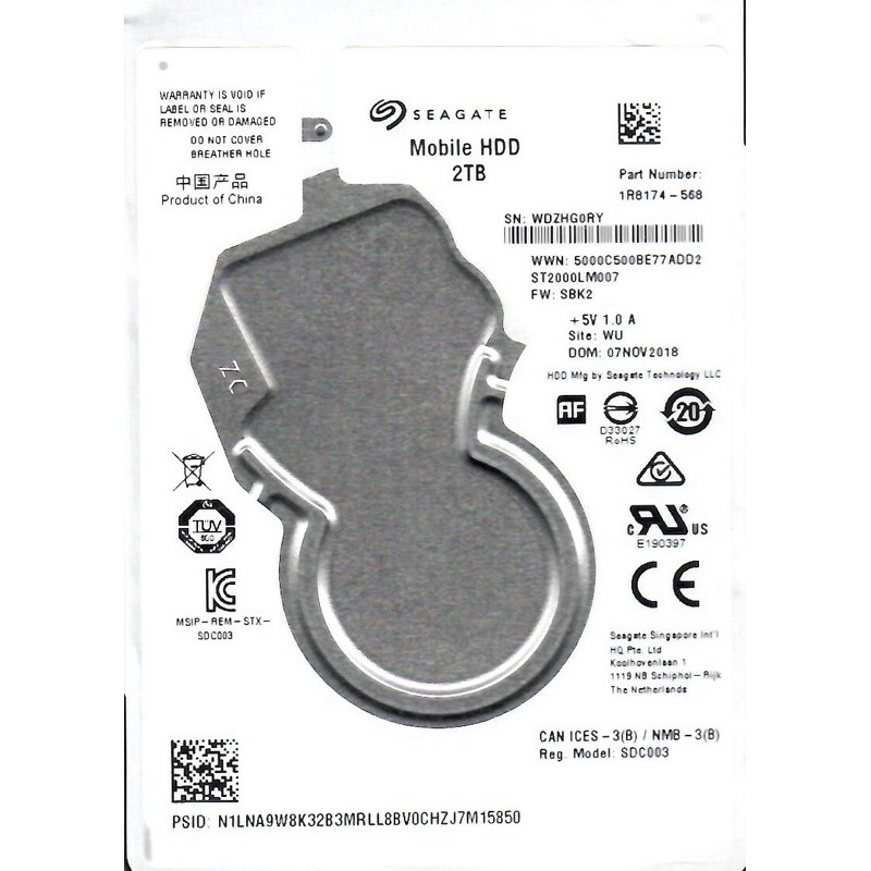 希捷 seagate 2.5吋 7mm 2TB SATA ST2000LM007 故障品 異音