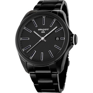 ELEGANT (ELJT43-2G06MA) 素雅簡約黑鋼腕錶-灰面/小