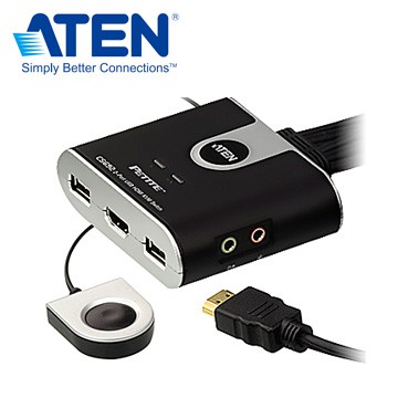 【ATEN 宏正】 CS692【2埠-USB】HDMI含音效/外接式切換鍵/KVM/支援多平台