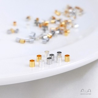 Ala-0209-高保色高品質--18K鍍金銅鍍真金色白金純銀色定位管diy夾扁固定收尾定位珠保色配件