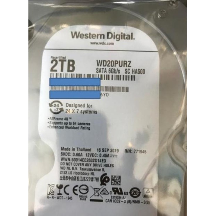 威騰WD wd20purz 2T 2TB 紫標 3.5吋 監控硬碟