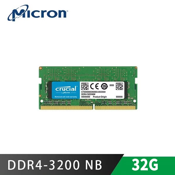 美光 NB RAM DDR4 3200 32G 32G 筆記型 記憶體 原廠終保 新製程 適用九代以上CPU