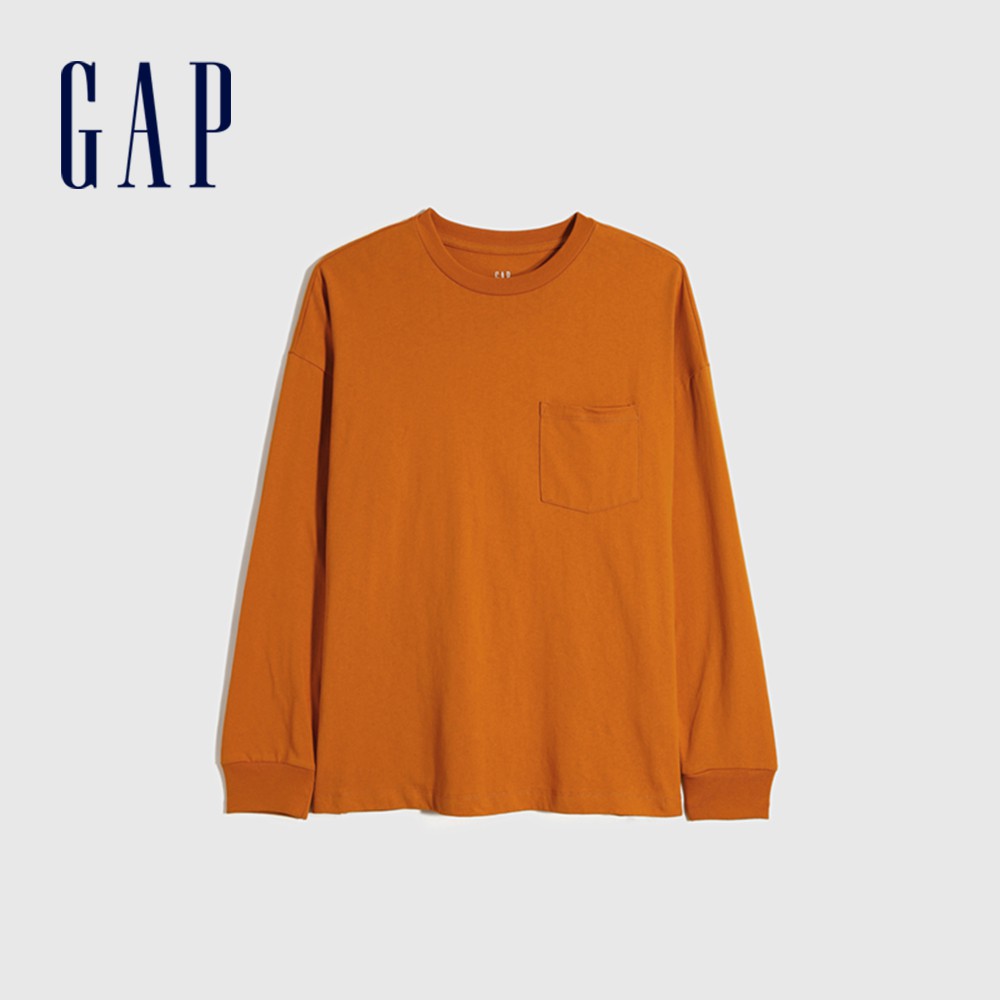Gap 男裝 長袖T恤 厚磅密織系列-橙色(660825)