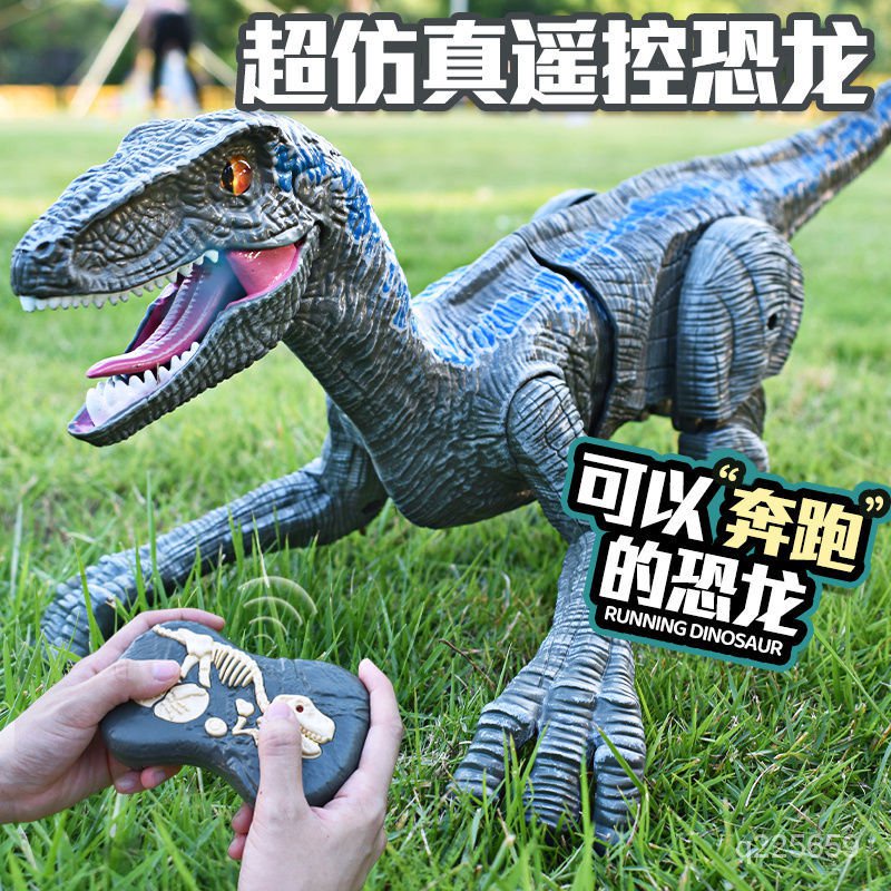 SAN△兒童遙控恐龍玩具電動會走會叫霸王龍迅猛龍侏羅紀模型男孩3-4嵗6 兒童玩具
