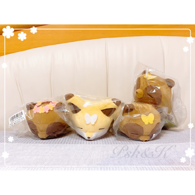 🌸日本正版 狐與狸 蝴蝶 系列 娃娃 atanomonu 狐狸與狸貓 小狸貓與小狐狸 玩偶 吊飾