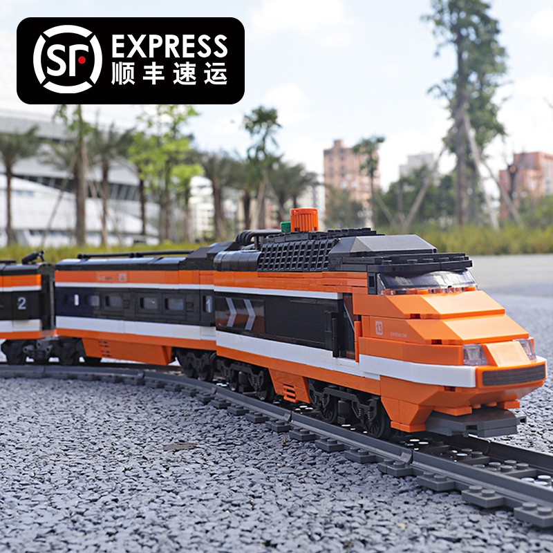 LLGH 和諧號超長蒸汽貨運火車系列軌道兼容樂高積木高鐵男孩拼裝玩具