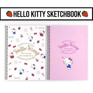 Hello Kitty 螺旋無規則素描本素描筆記本 (白色 / 粉紅色) + 免費禮物