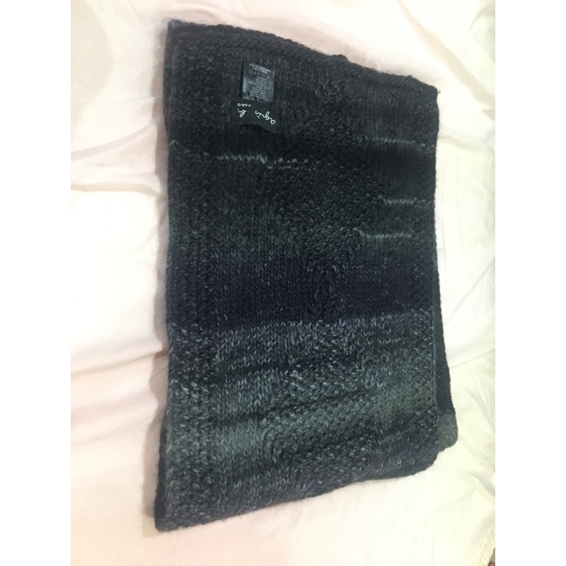 （九成新）專櫃購入 正版 正品 agnes b 毛料 超厚 圍巾 義大利製 編織圍巾 深灰色