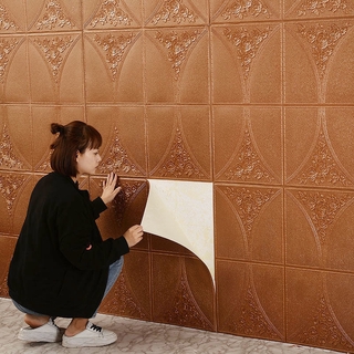 自粘pe泡沫三維壁紙8色牆貼復古磚紋壁紙