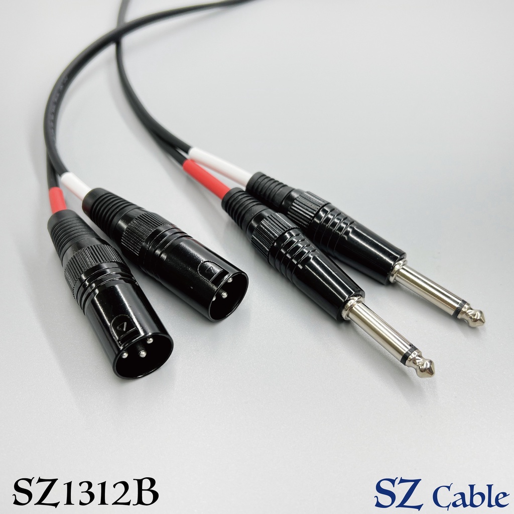 手工 XLR公 對 6.3mm TS 單音 二對二 雙併線 訊號線 音源線 音頻線 導線 雙頭線