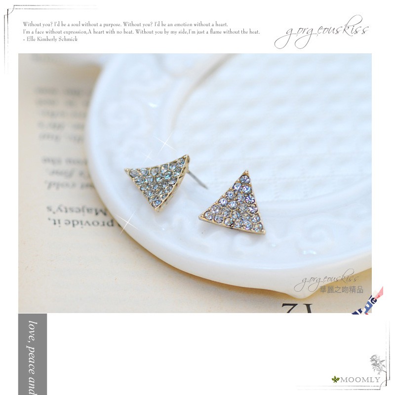 【Moonly】慕莉珠寶盒‧Tiffany設計風格三角設計師水鑽造型耳環/幾何造型耳環22543