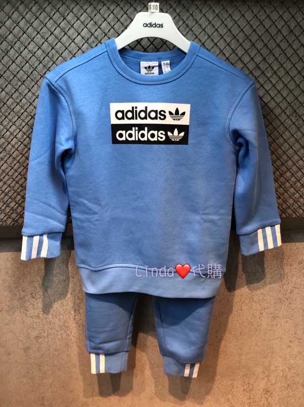 Linda❤️代購 現貨 adidas 長袖 童裝 套裝 帽T 雙標 串標 運動套裝 ED7717 ED7782