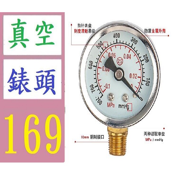 【三峽現貨可自取】過濾器壓力表/模型氣泵油水分離器壓力表/油水格壓力表/真空表 規格:真空表 真空壓力錶 真空錶