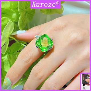 Kuroze 豪華綠色寶石戒指華麗的彩色寶石珠寶精美珠寶