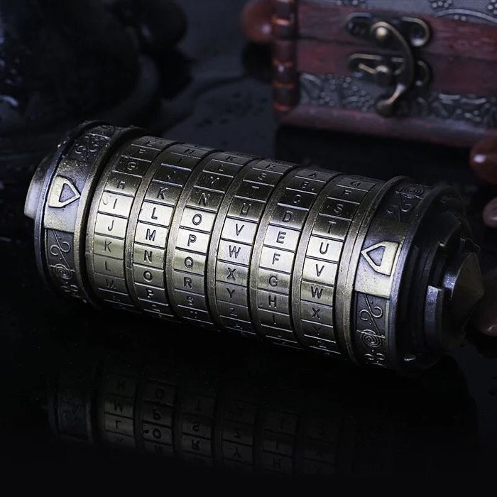 《現貨》達文西 達芬奇密碼筒鎖 含鍍24K金&amp;銀鍍白金 戒指 創意 神秘 超人氣 情人節禮物 神秘禮盒 交換禮物 寶物盒