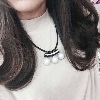 Naffyss✿韓國正品GRAIN de BEAUTE百搭經典基本款水鑽點綴珍珠球球項鍊