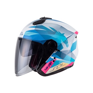 【SOL Helmets】SO-XP開放式安全帽 (獨角獸 白/藍) ｜SOL安全帽官方商城｜排齒釦