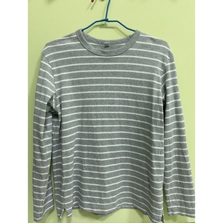 【Uniqlo】灰條紋長t