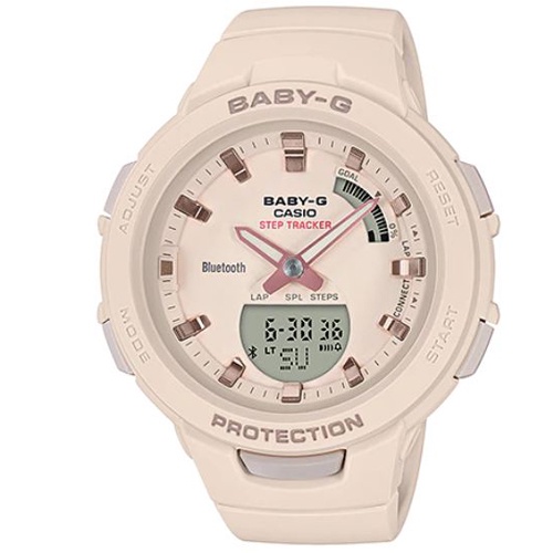 【CASIO】BABY-G 可愛藍芽計步運動雙顯錶-黑(BSA-B100-4A1)莫蘭迪正版宏崑公司貨