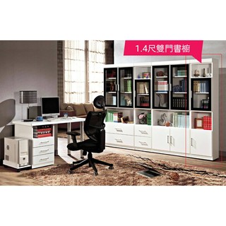 【奇威居家 】 白色1.4尺雙門書櫥 / 書櫃 / 書桌 / 置物櫃 / 展示櫃 / 請洽詢另有優惠