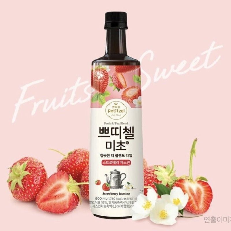 🔥現貨🔥韓國進口 CJ Petitzel 草莓茉莉果醋添加濃縮飲品 900毫升