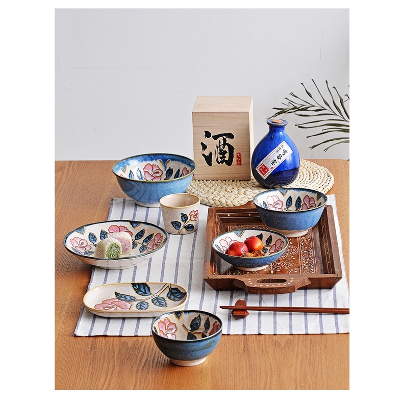 日本有古窯陶瓷碗盤 藍莓圓盤 淺井 深井 日本製 淺盤 湯碗 飯碗 可愛風 餐盤 釉下彩 蛋糕盤 甜點盤
