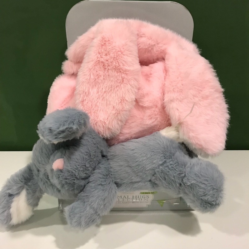 Little milacles 兔子造型連帽保暖毯 附玩偶