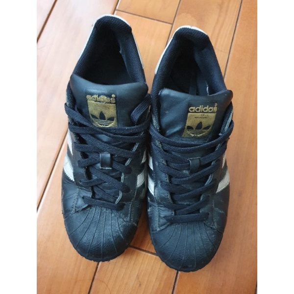 Adidas 貝殼鞋（黑）（女23.5）原味，二手鞋