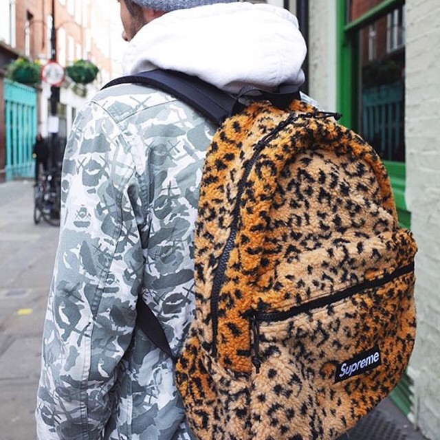 Supreme 17AW Leopard Fleece Backpack 豹紋 後背包 現貨 supreme box