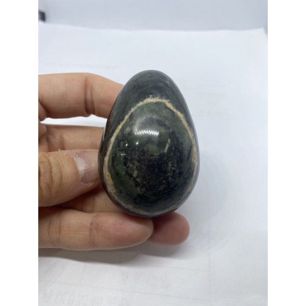 D3722嚴選天然礦石 魚卵石與海洋碧玉共生礦 海洋石 帶眼 超級稀有 雞蛋 擺件