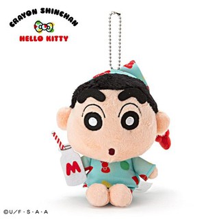 蠟筆小新 x Hello Kitty 吊飾 絨毛玩偶吊飾《紅綠.睡衣》鑰匙圈.掛飾.玩具