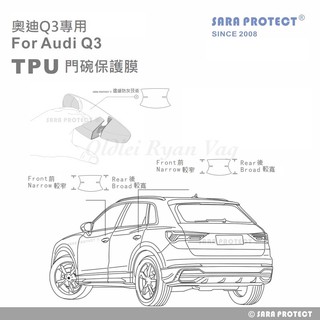 ［老雷］奧迪 Audi Q3 門把碗 透明 TPU 犀牛皮 保護膜 保護貼 防刮 sportback 門碗 貼膜 門把