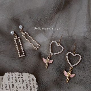 ✨現貨在台～925純銀✨設計款氣質💝珍珠✨愛心❤️天使耳針耳環