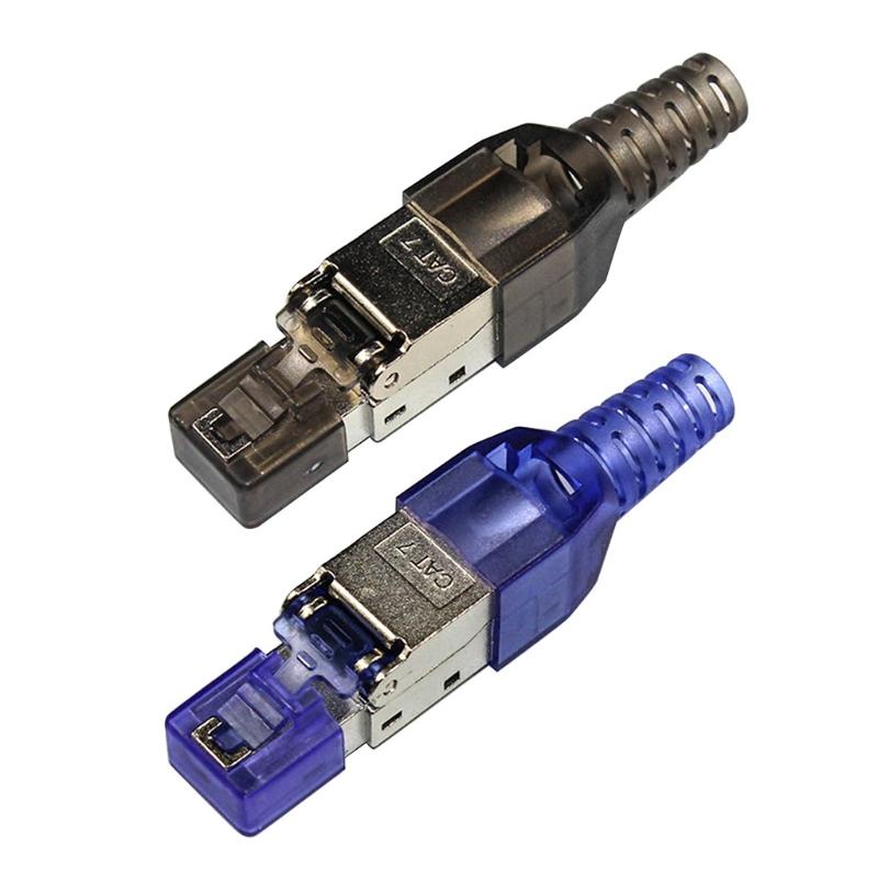 ✿ Cctv 以太網電纜免工具晶體頭插頭 CAT7 RJ45 連接器免工具連接器, 無壓接連接器