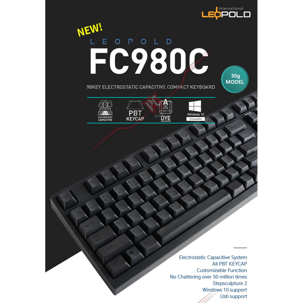 Leopold FC980C 靜電容 白灰 黑灰 PBT 熱昇華 正刻英文 LAYOUT (30g)(45g)