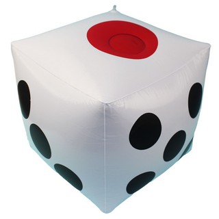 充氣骰子 安全骰子(白底.紅黑點) 30cm/一個入 充氣球 吹氣海灘球 沙灘球-YF17542