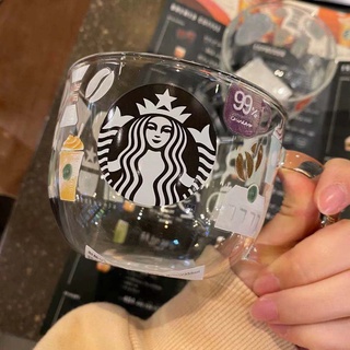 Starbucks官方正品！日本星巴克杯子2022咖啡小熊logo碗造型耐熱玻璃杯喝水果汁珍奶茶奶昔茶水咖啡杯355ml