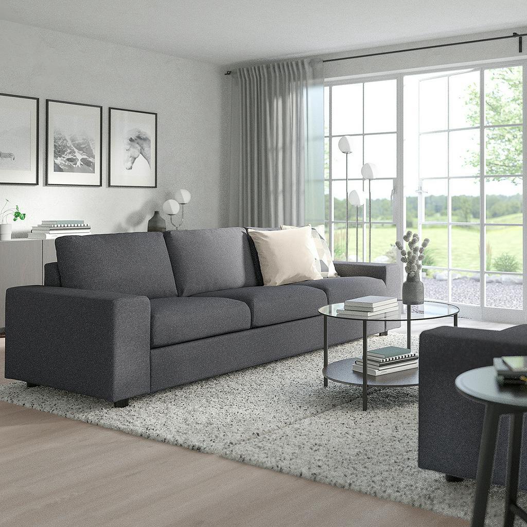 北歐風格IKEA宜家VIMLE三人座沙發+收納椅凳/灰色/255x98x83/二手八成新/原$36900特$18800