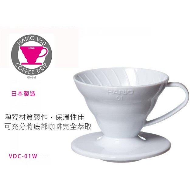 新包裝HARIO V60 日本有田燒圓錐陶瓷濾杯 1-2/1-4人VDCR-01W &amp;VDCR-02W