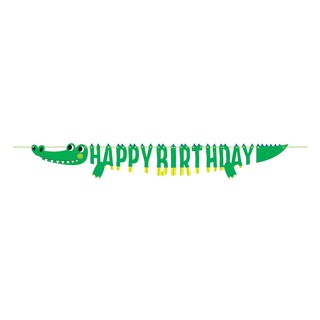 派對城 現貨【生日字串1入-Happy的鱷魚】 歐美派對 造型旗串 生日字串 三角旗 鱷魚 派對佈置 拍攝道具
