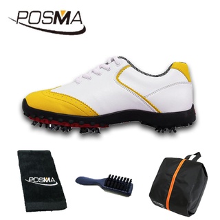 高爾夫球鞋 女款 英倫風 防水超纖皮 防水運動鞋 GSH080YEL