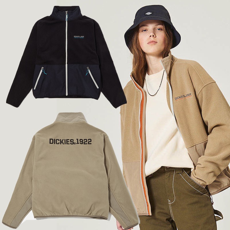 DICKIES 1922 FUR COAT 卡其 黑 深藍 刺繡 拼接 絨毛 羊羔毛 口袋 立領外套 DOT聚點